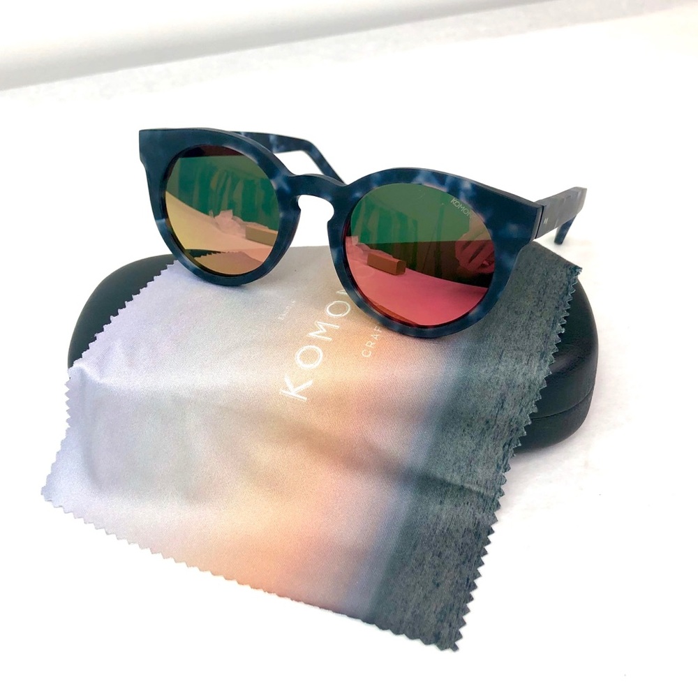 KOMONO Lulu Matte Indigo Demi Sunglasses NEW blue tortoise